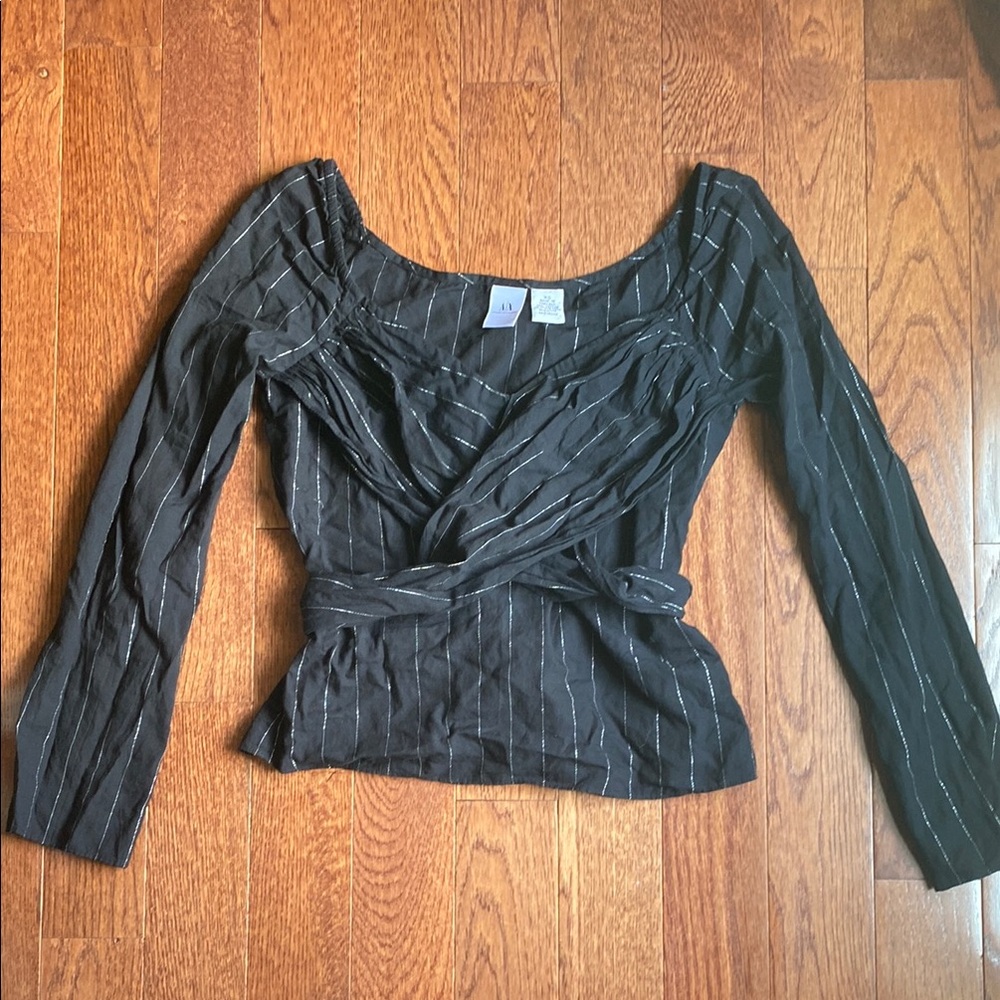 Armani Exchange Vintage Top, Black with silver pinstripe, Size XS